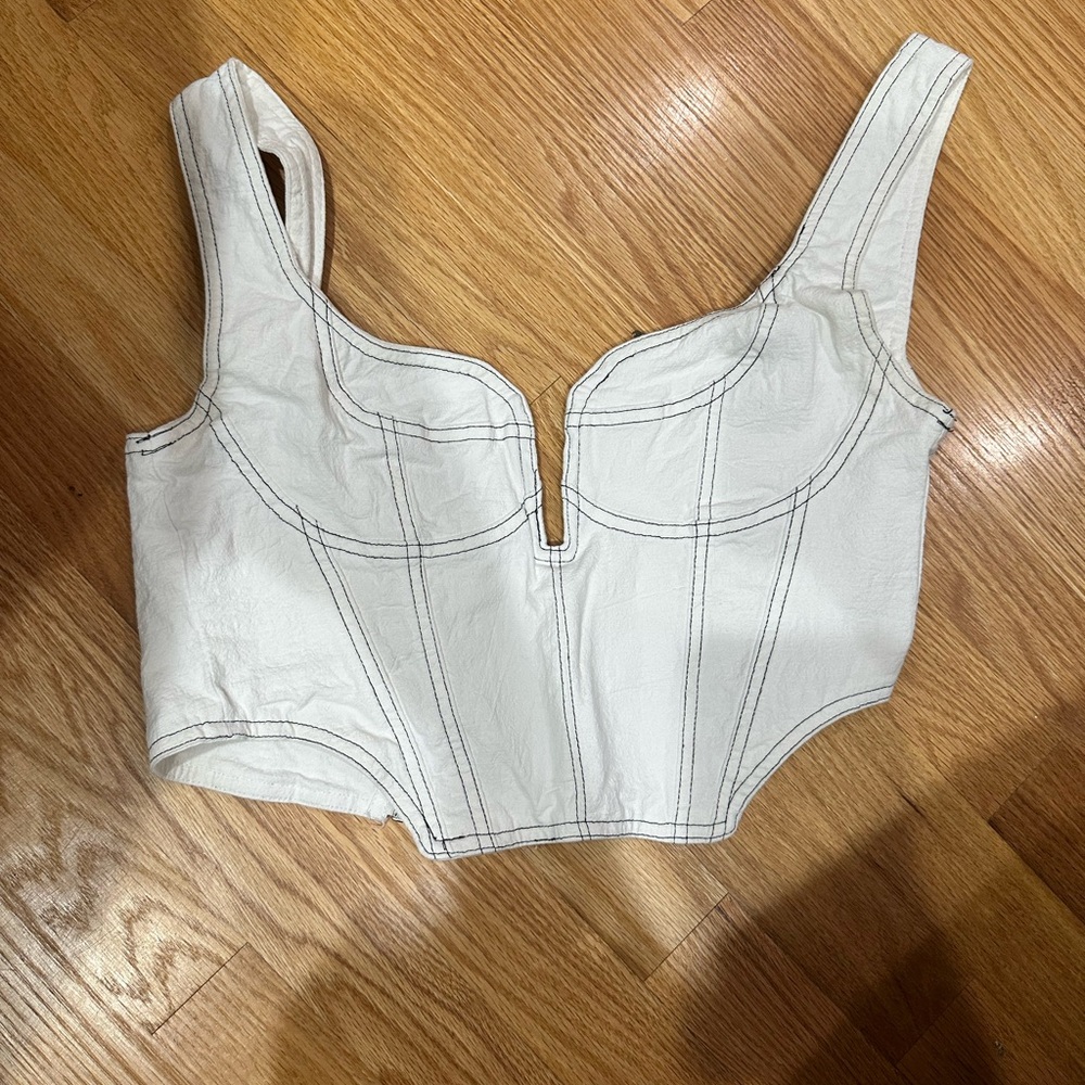 White crop corset going top